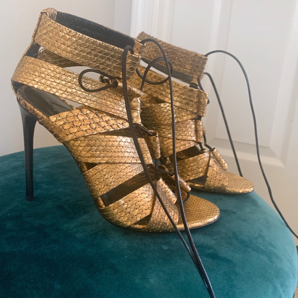 Authentic Tom Ford Gold Snakeskin Heels